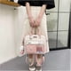 thumbnail image 3 of Kawaii backpack with cute pins and plush pendant girl shoulder bag school bag cute backpack travel backpack(Pink), 3 of 4