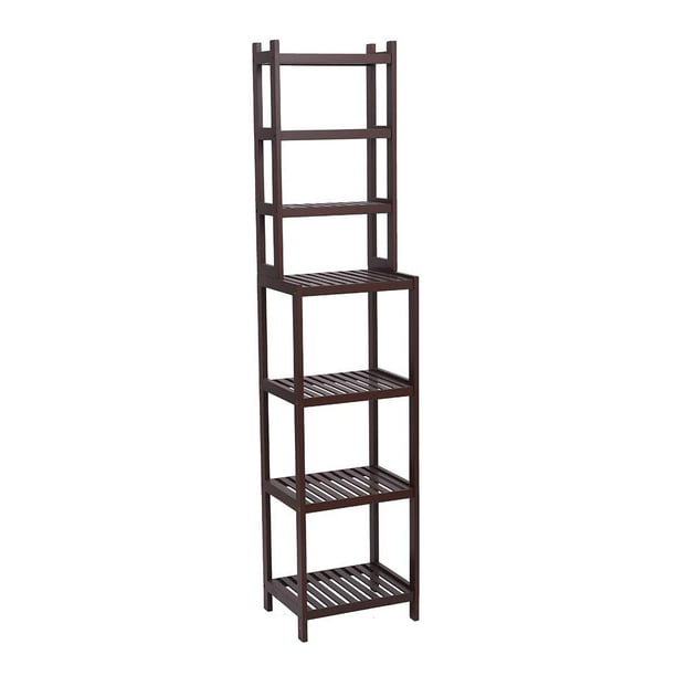 SalonMore Wood Storage Corner Rack, 7Tier Bamboo Bathroom Shelf