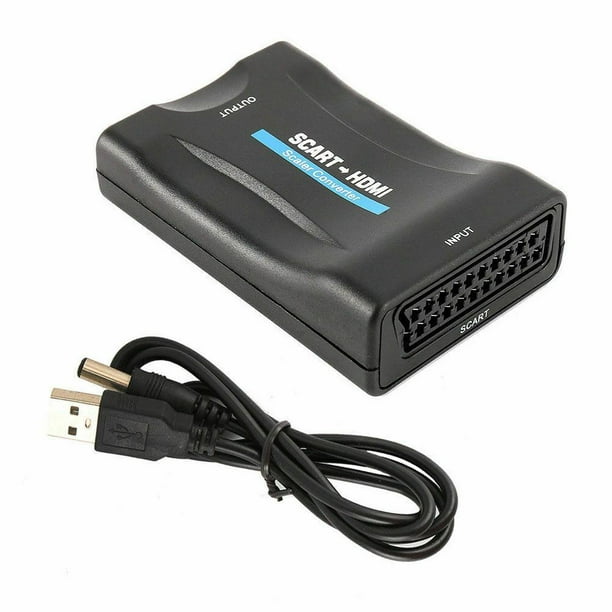 SCART To 1080P Video Audio Upscale Converter Adapter for HD TV DVD for STB with DC Cable -