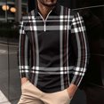 thumbnail image 2 of Men Casual Polo Shirts Men's Striped Lapel Long Sleeve Polo Shirts Casual Holiday Shirts Tops Classic, 2 of 5
