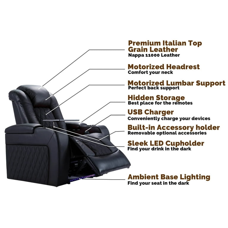 Tuscany Recliner Premium Top Grain Leather | adamsbargainshop
