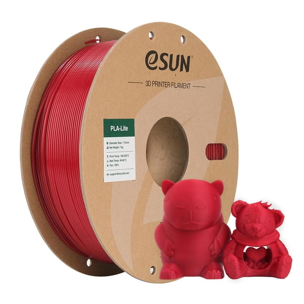 Filamento Pla Esun Rojo Filamento Pla Lite Para Impresión 3D Precisión Dimensional De 1,75 Mm +/- 0,03 Mm Carrete De Cartón De 1 Kg (2,2 Libras) Filamento Para Impresora 3D Camión De Bomberos Rojo