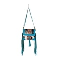 thumbnail image 4 of Myra Bag Shoulder Bag for Women - Western Upcycled Hairon Canvas & Leather Tassel Bag Blue, 4 of 6