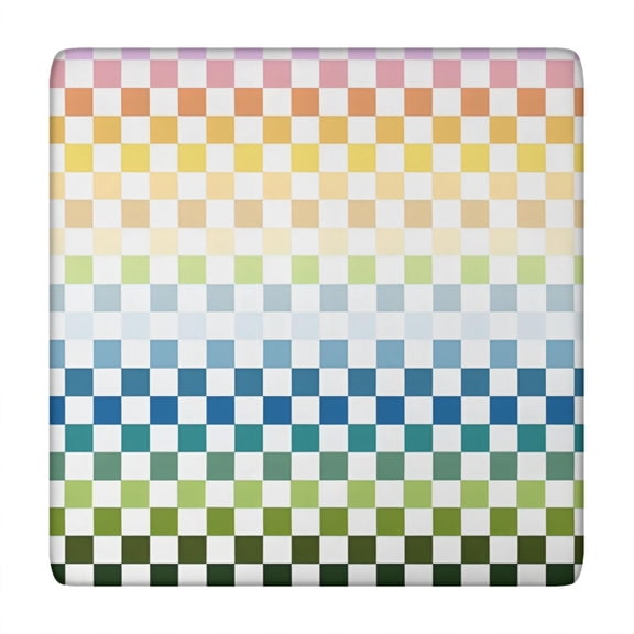 Colorful Gradient Checkerboard Checkered Pattern Square Fitted Tablecloth with Elastic Edge,Square Table Cover,Washable Elastic Table Cover for Home Kitchen Party Decor 34"x34"