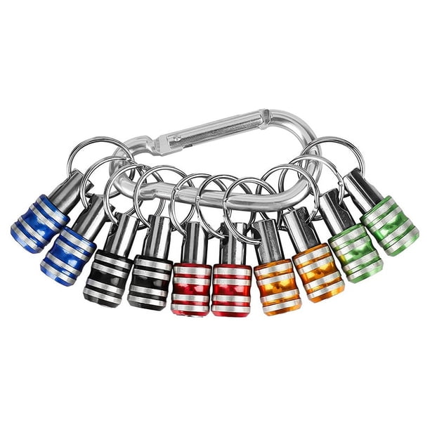 Pack 6 Soportes Para Brocas Hexagonales 1/4" – Extensión Portabrocas Con Llavero, Aluminio Multicolor (Adaptador Para Destornillador Eléctrico)