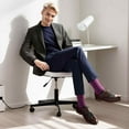 thumbnail image 7 of Men's Cotton Luxury Colorful Striped Casual Crew Dress Socks, Heather Navy / Orange / Sky etc.., Size 8 to 13, 7 of 7