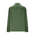 thumbnail image 5 of HVOBTTY Womens Tops, Long Sleeve Shirts for Women， Women Solid Spring/Fall Temperament Satin Lapel Top Shirt Green M, 5 of 5