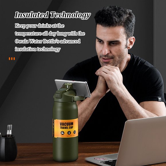 mmirethe Insulated Water Bottle Stylish And Durable Outdoor Activities Coldest Water Bottle With Handle black 1500ml