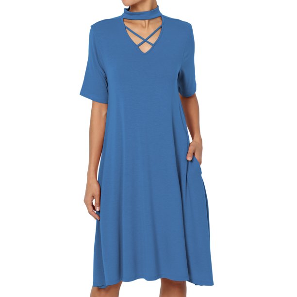 Download TheMogan - TheMogan Women's Cross Mock Neck Short Sleeve ...