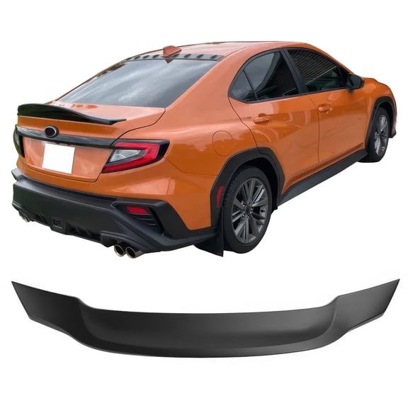 Ikon Motorsports Trunk Spoiler Compatible with 2022-2025 Subaru WRX, R Style Matte Black ABS Plastic Rear Trunk Lid Spoiler Wing Lip