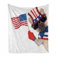 thumbnail image 1 of 4th of July Soft Flannel Fleece Throw Blanket, Pug Dog Wearing Patriotic Accessories and Waving the Flag Celebration Image, Cozy Plush for Indoor and Outdoor Use, 60" x 80", Multicolor, by Ambesonne, 1 of 6