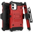 thumbnail image 1 of Kaleidio Case For iPhone 12 Mini (5.4") [Kinetic Armor] Rugged Holster [Belt Clip] Heavy Duty Shockproof Hybrid [Kickstand] Cover [Red/Black], 1 of 3