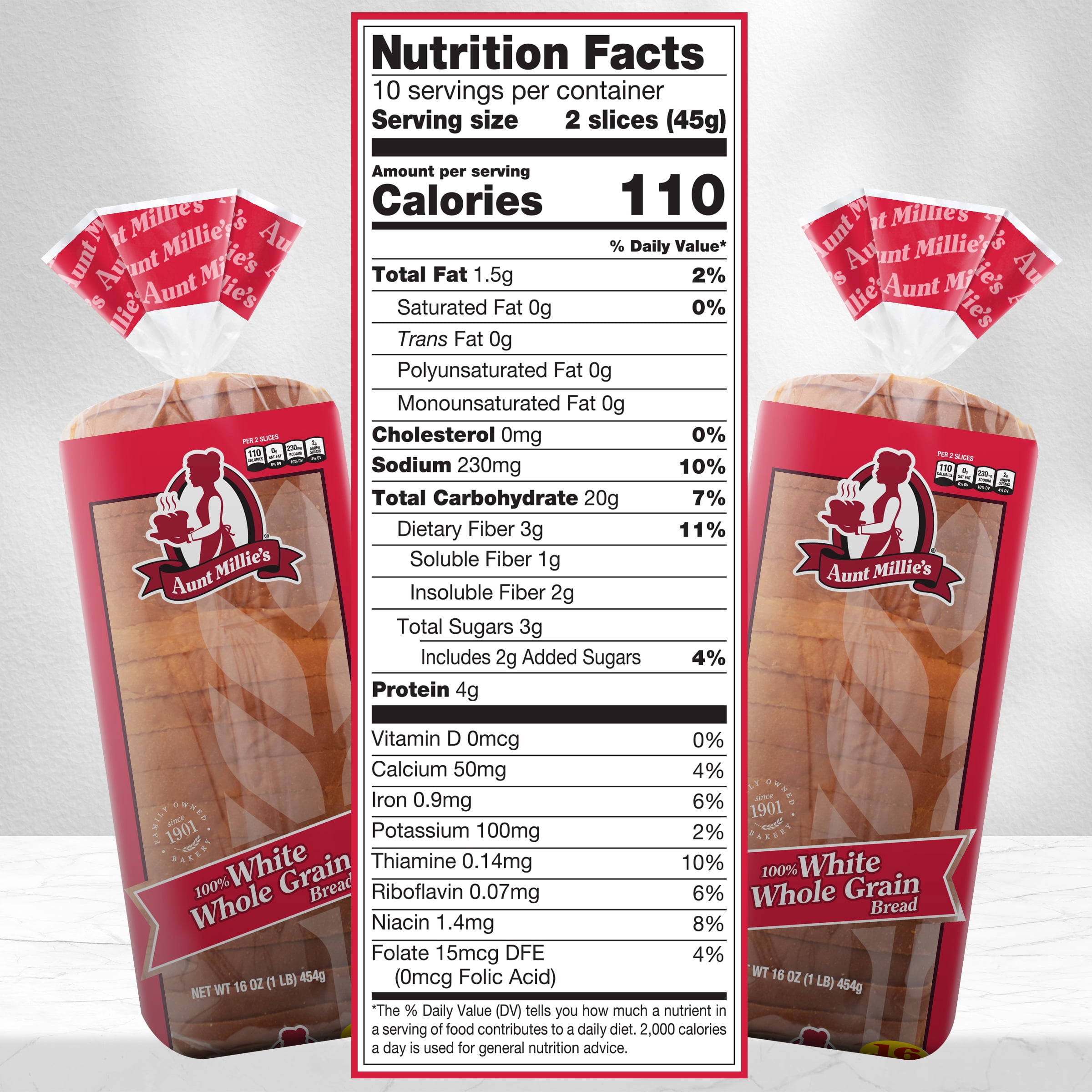 Aunt Millie's 100% Whole Grain White Bread, 16 oz.
