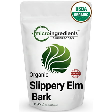 USA Grown Premium Pure Organic Slippery Elm Bark Powder, 1 Pound, Soothe the Throat and Reduce