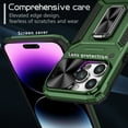 thumbnail image 5 of ELEHOLD for iPhone 15 Pro Rugged Heavy Duty Case,with Slide Camera Lens Protector Rotating Ring Holder Kickstand Work with Magnetic Car Mount Holder Shockproof Case for iPhone 15 Pro,Darkgreen, 5 of 10