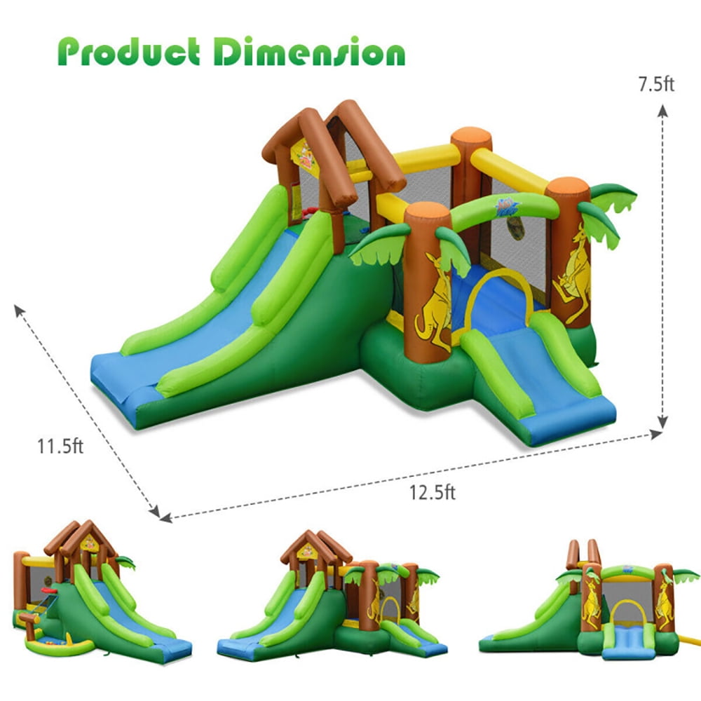 Aimee Lii Kids Inflatable Jungle Bounce House Castle Including Bag without Blower, Playhouse for Kids Outdoor