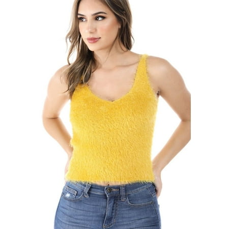 Soft Crop - Salt Tree Women's Soft Stretch V-Neck Cut Sleeveless Crop Top