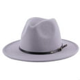 thumbnail image 2 of Women's Felt Panama Hats Classic Wide Brim Fedora with Belt Buckle Retro Floppy Panama Hat, 2 of 7