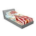 thumbnail image 2 of Circus Fitted Sheet & Pillow Sham Set, Circus Stripes Sunshines Through Cloudy Sky Traditional Performing Arts Theme, Decorative Printed 4 Piece Bedding Decor Set, Twinxl, Blue White Red, by Ambesonne, 2 of 3