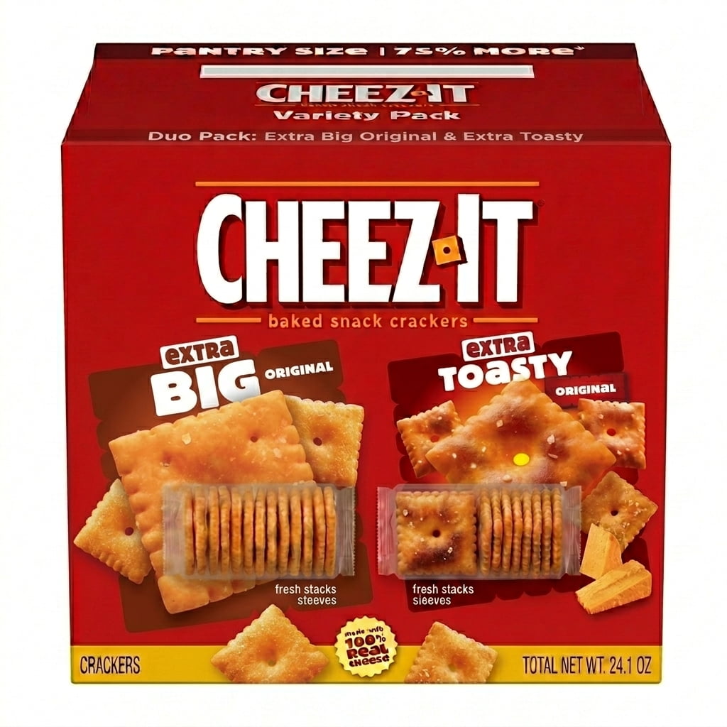 Cheez-It Extra Toasty Cheese Crackers & Cheez-It Extra Big Cheese Crackers Snack Cracker Bundle Total Net Wt. 24.1 oz.