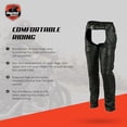 thumbnail image 5 of Daniel Smart Motorcycle Leather Chaps All Season Unisex Biker Pant with Customizable fit and Carry Pockets, 5 of 6