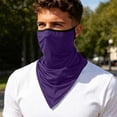 thumbnail image 3 of UPF 50 UV Protection Triangle Neck Gaiter with Ear Loops Breathable Cooling Sun Face Mask Windproof Bandana Scarf for Cycling Fishing Motorcycle Running Outdoor Sports Purple Free Size, 3 of 3