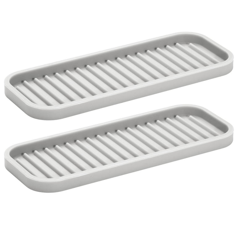 mDesign Durable Silicone Kitchen Sink Storage Organizer Tray