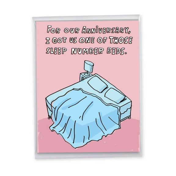1 Large Funny Anniversary Greeting Card (8.5 x 11 Inch) - Sleep Number Bed Anniversary Card J9678