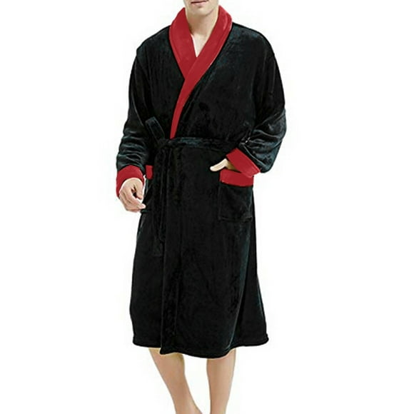 Peignoirs d'Hiver en Peluche Allongés pour Hommes, Vêtements de Maison, Manteau Peignoir à Manches Longues XXXXXL