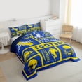 thumbnail image 3 of Castle Fairy Teens Adults Football Print Bedding Comforter Set 2pcs,Sport Gamer Twin Comforter Sets Microfiber,Blue Yellow Breathable Bedding Set,Breathable Home Decor,Reversible, 3 of 8