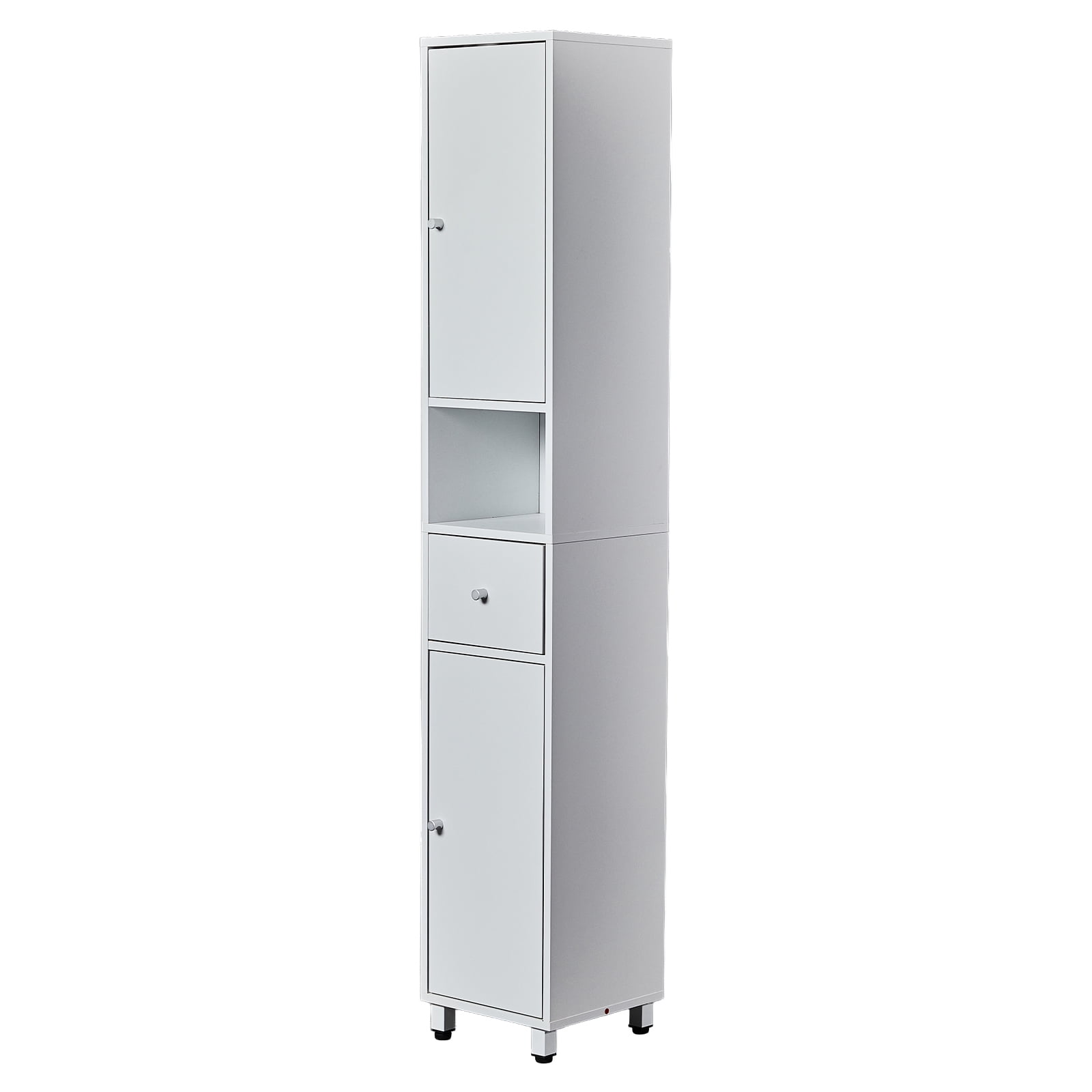 Ktaxon Bathroom Storage Cabinet Narrow Tall, Freestanding Cabinet Storage Tower with 2 Door 1 Drawer, White