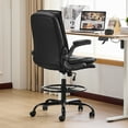 thumbnail image 6 of Ktaxon Drafting Tall Office Chair with Flip-up Armrests, Adjustable PU Rolling Chair with Footrest Black, 6 of 8