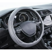Auto Drive 1-piece Stitch Leather Steering Wheel Cover Gray - Universal Fit for Car SUV Truck
