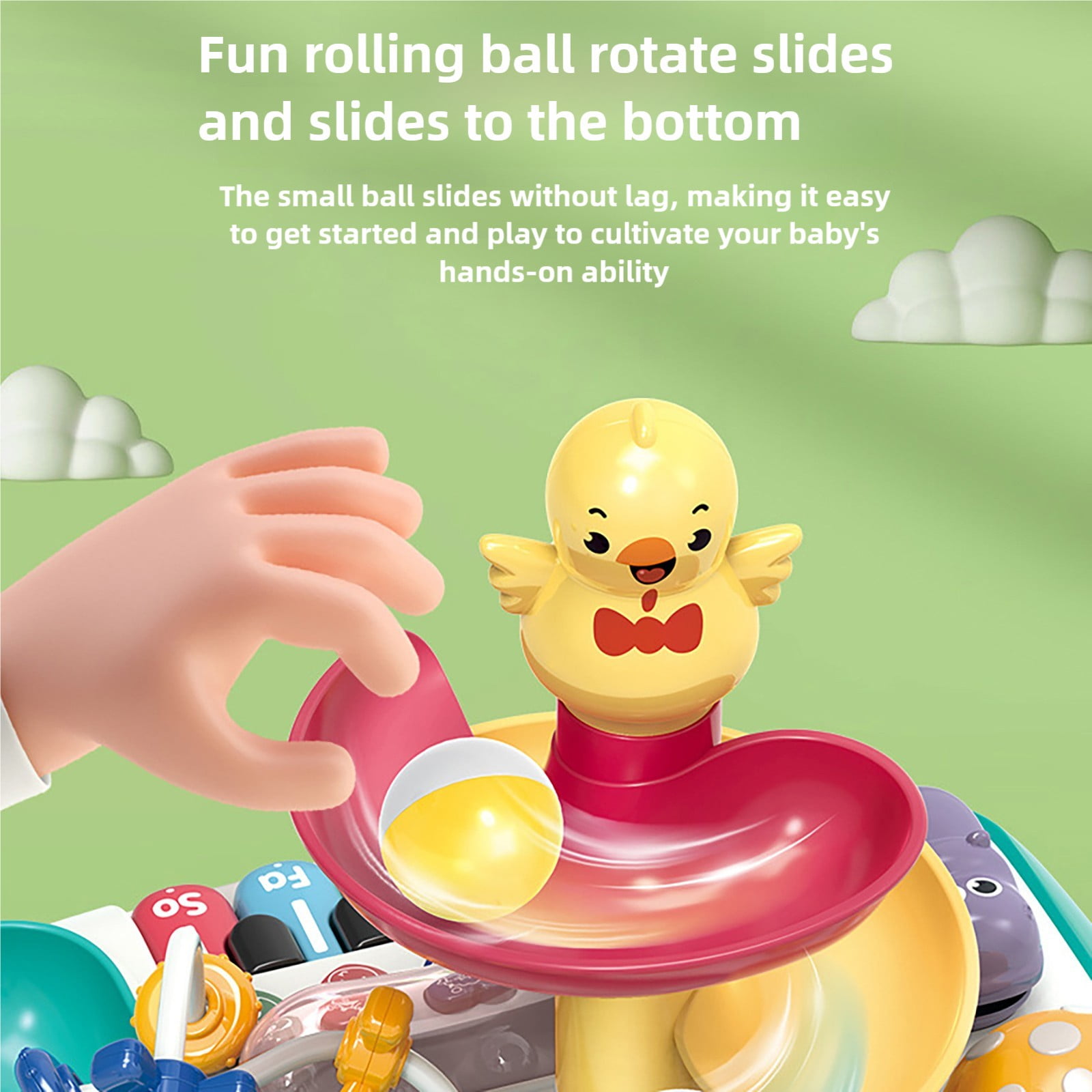 BJBSJSZ Leap Frog Learn Musical Table, Round Rolling Music Multi Functional Game Table Puzzle Enlightenment Early Education Learning Table Baby Play Toy Table