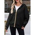 thumbnail image 4 of Hoodies for Women Sweatshirt Zip Up Hoodie Fall Fashion Trendy Long Sleeve Jackets Winter Clothing Outfits Black S, 4 of 6