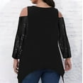 thumbnail image 4 of VEKDONE Plus Size Tops for Women Cold Shoulder Sexy Tops Fall Long Sleeve Sequins Tops Fashion Irregular Hem Loose Party Blouse, 4 of 7