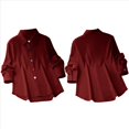 thumbnail image 3 of Camisa Informal de Moda para Mujer, con Botones, Cuello , Blusas Holgadas y Regulares, Blusas de Otoño Rojo M, 3 of 7