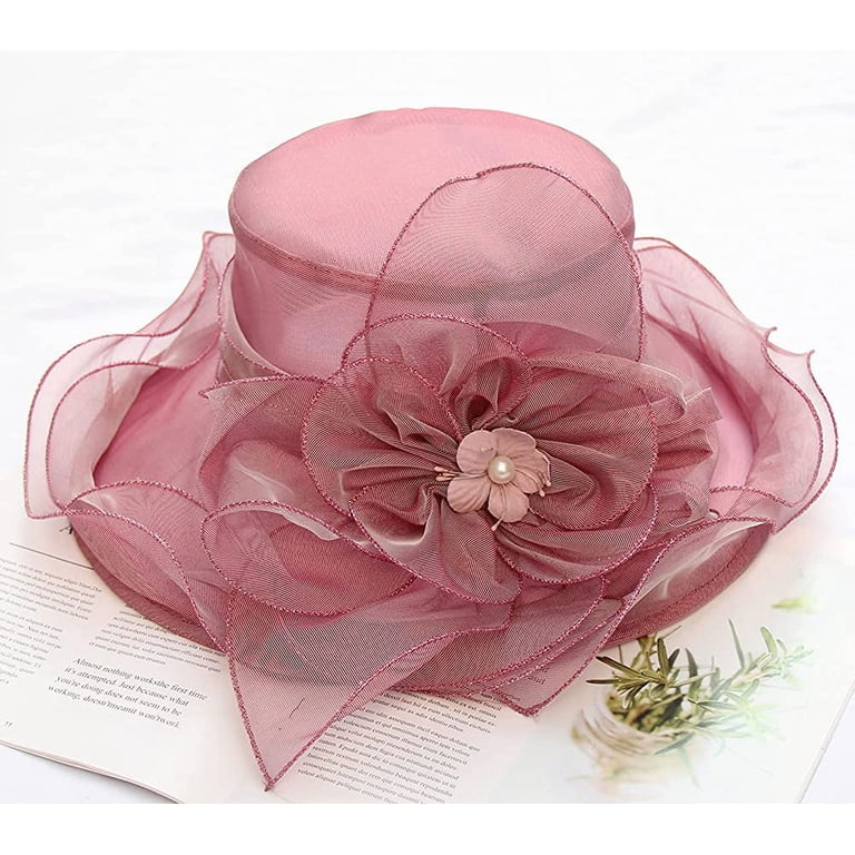 Paris Pink Organza Hat – Elegant Hand-Made Large Brim Headpiece for Wedding Paris Pink Organza Hat | Elegant Hand-made Large Brim  main image 4