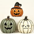 thumbnail image 2 of Set of 3 Halloween Wooden Pumpkin Decor 2d Single-Sided Printing Tabletop Ornaments Fall Figurines for Mantel Shelf Coffee Table Home Party Decoration, 2 of 3