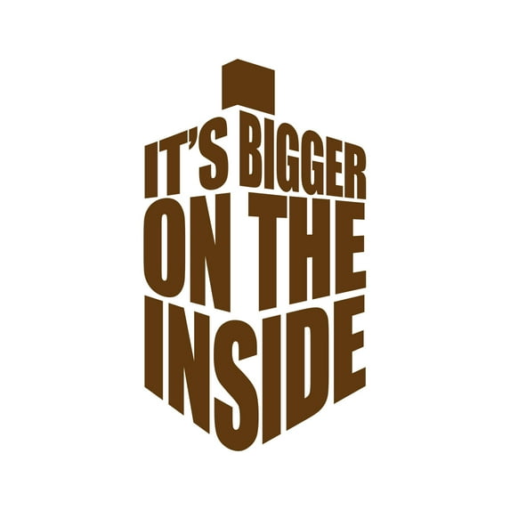 It's Bigger on the Inside Sticker Decal Die Cut - Self Adhesive Vinyl - Weatherproof - Made in USA - Many Color and Sizes - humor funny