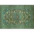 thumbnail image 1 of Ahgly Company Machine Washable Indoor Rectangle Persian Turquoise Blue Traditional Area Rugs, 7' x 10', 1 of 4
