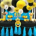 thumbnail image 4 of Party Hanging Paper Fans Set, Yellow Round Pattern Paper Garlands Decoration for Birthday Wedding Graduation Events Accessories, Set of 6, Yellow, 4 of 7