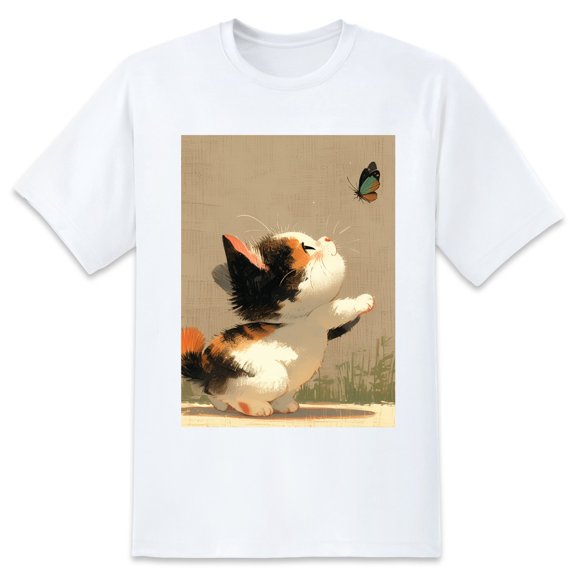 Basic Oversize Tees For WomenCat Loose Boyfriend Shirts Casual Blouse round neck