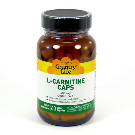 L-carnitine 500 mg de B-6 par Country Life 60 Capsules végétarienne