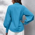 thumbnail image 5 of BLVB Women Button down Shirts Oversized Lantern Long Sleeve Blouses Solid Color Lapel Business Work Casual Tops, 5 of 6