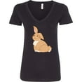 thumbnail image 3 of Inktastic Easter Cute Floppy Ear Brown Bunny Women's V-Neck T-Shirt, 3 of 5