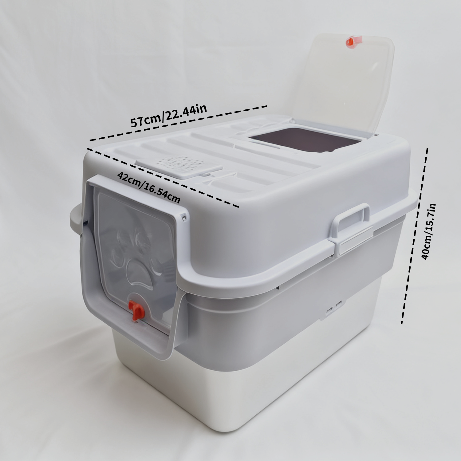 XL Extra Large Stainless Steel Enclosed Cat Litter Box with  Scoop, Stickers, and Carbon Bag