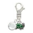 thumbnail image 2 of Delight Jewelry Silvertone Mini Green Turtle - Side - Silvertone Clip on Charm with Clear Crystal Drop, 2 of 5