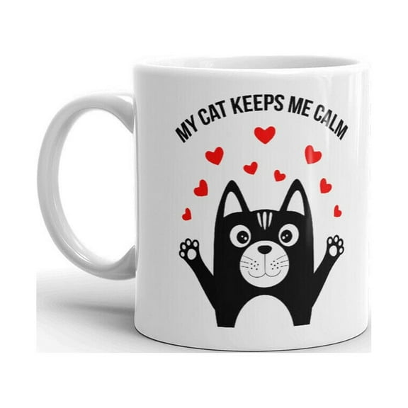 My Cat Keeps Me Calm Pet Owner Love Fun Novelty Coffee Tea Ceramic Cup Office Work Mug 11 Oz