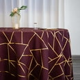 thumbnail image 2 of Efavormart 120" Burgundy Round Polyester Tablecloth With Gold Foil Geometric Pattern, 2 of 11